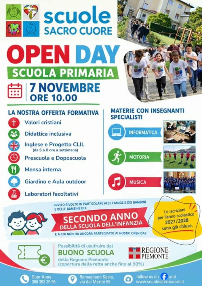 Open day a Romagnano Sesia e Prato Sesia, due appuntamenti per conoscere le scuole