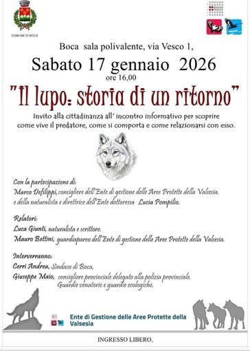 A Boca un incontro per conoscere il lupo e imparare a relazionarsi con la sua presenza