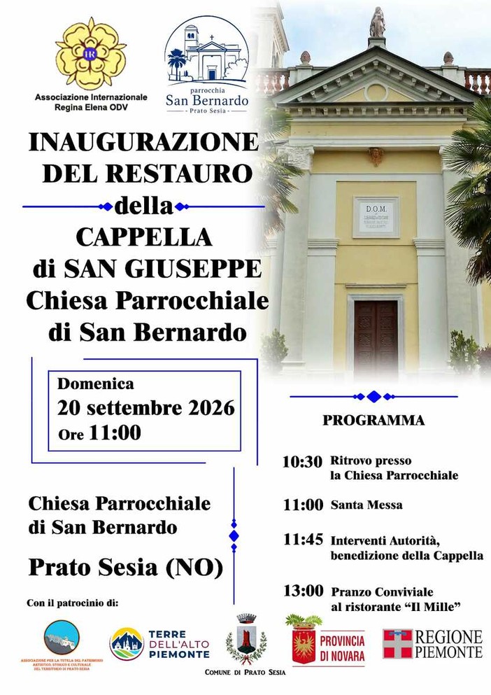 A Prato Sesia si inaugura il restauro della Cappella di San Giuseppe