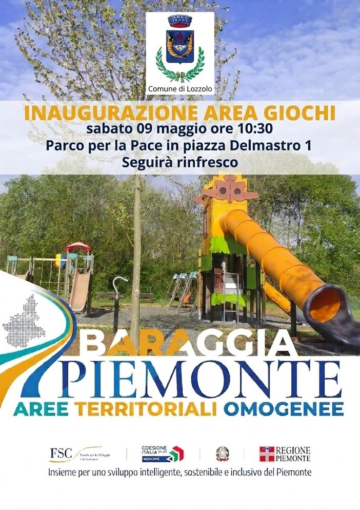 Lozzolo inaugura la nuova area giochi al Parco per la Pace