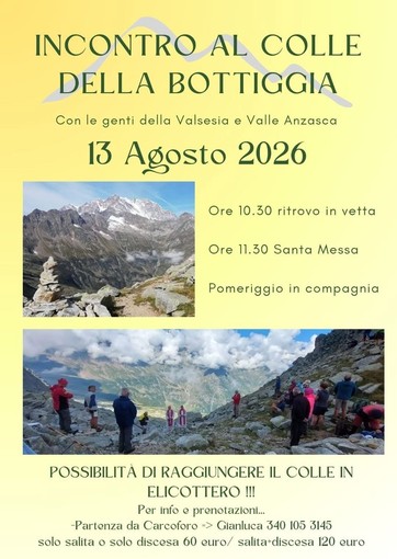 Colle della Bottigia, oggi l’incontro tra le genti della Valsesia e della Valle Anzasca