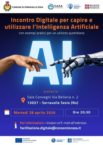 A Serravalle Sesia una serata per capire l’Intelligenza artificiale: incontro pratico il 28 aprile