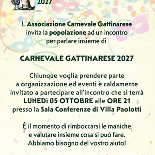 Carnevale Gattinarese 2027, questa sera un incontro aperto alla popolazione