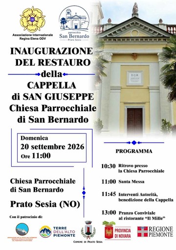 A Prato Sesia si inaugura il restauro della Cappella di San Giuseppe A Prato Sesia si inaugura il restauro della Cappella di San Giuseppe