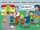 Bentornata scuola! i banchi si riempiono e... le auto si accalcano, illustrazione Giovanni Cavallo