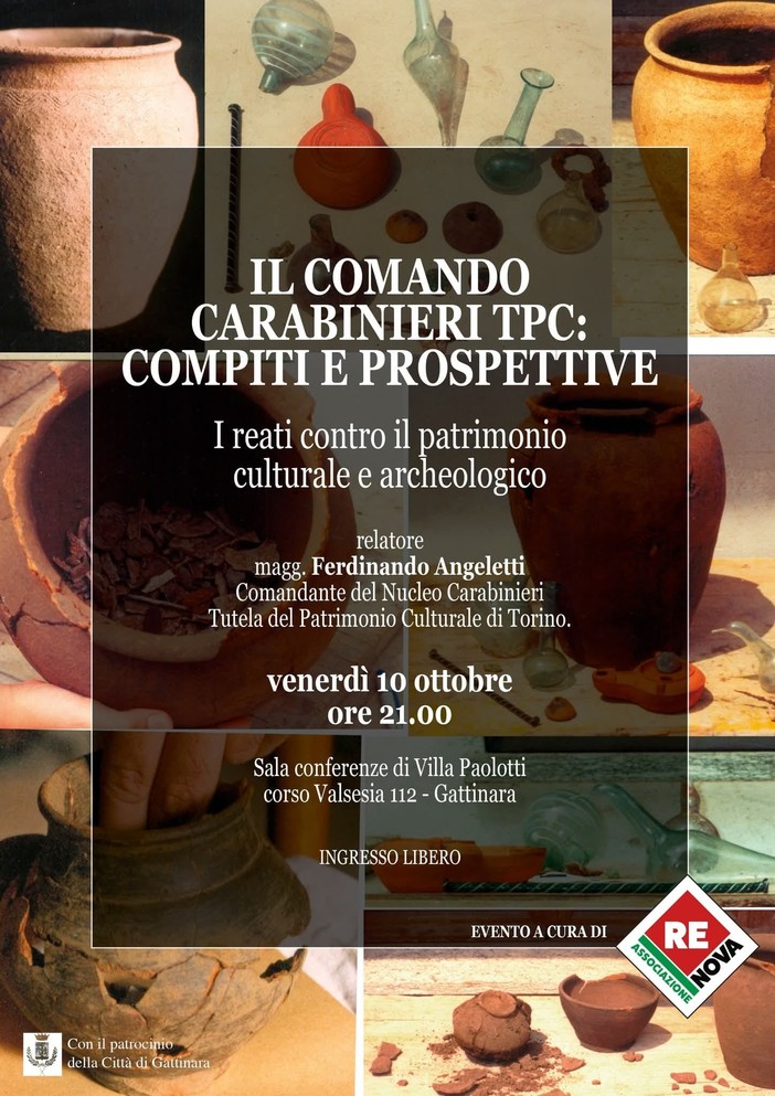 Gattinara, un incontro sui reati contro il patrimonio culturale e archeologico Gattinara, un incontro sui reati contro il patrimonio culturale e archeologico