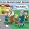 Bentornata scuola! i banchi si riempiono e... le auto si accalcano, illustrazione Giovanni Cavallo