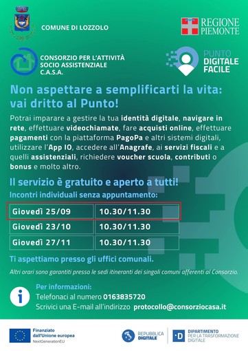 Lozzolo promuove la cittadinanza digitale con l’iniziativa “Non aspettare a semplificarti la vita: vai dritto al Punto!”