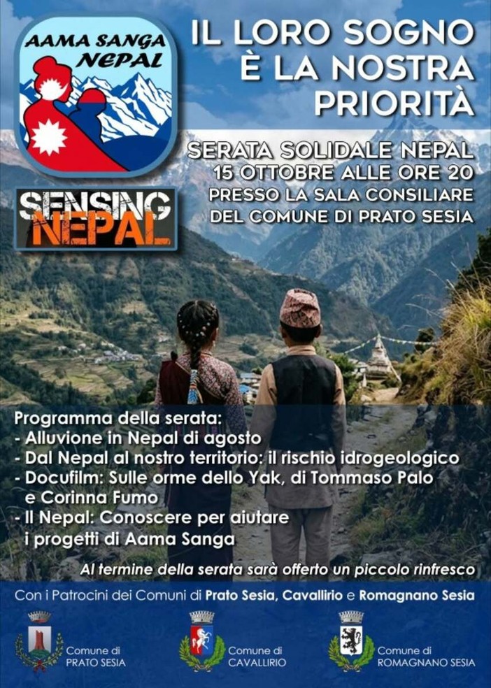 A Prato Sesia una serata solidale per le popolazioni del Nepal colpite dall’alluvione
