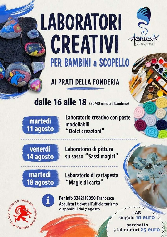 Scopello, laboratori creativi per bambini ai Prati della Fonderia Scopello, laboratori creativi per bambini ai Prati della Fonderia