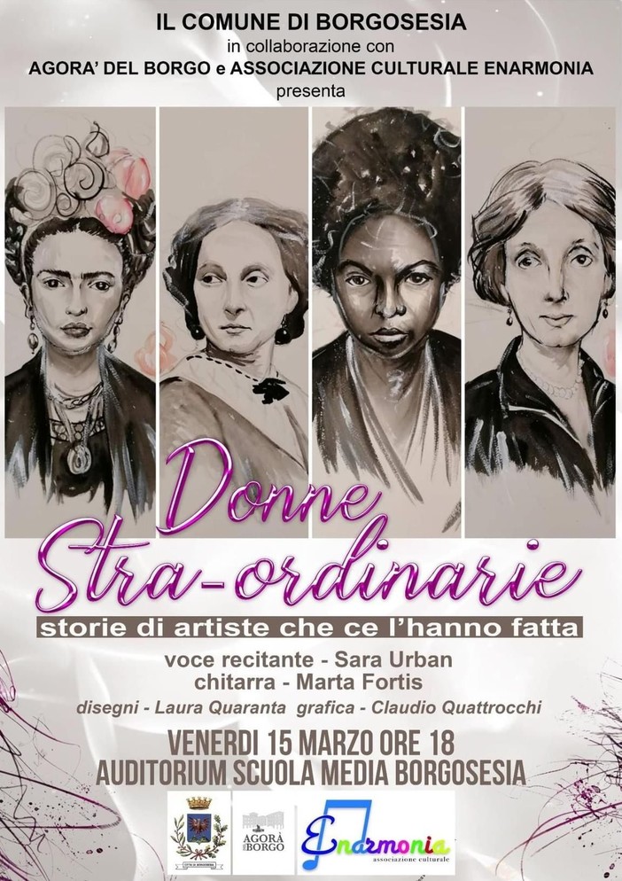 Borgosesia: Donne Stra-Ordinarie, 1l 15 marzo si parla di artiste che ce l'hanno fatta
