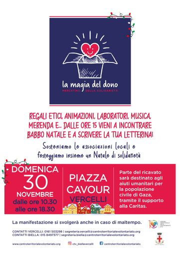 Vercelli si prepara a “La Magia del Dono”: in Piazza Cavour il mercatino solidale delle associazioni