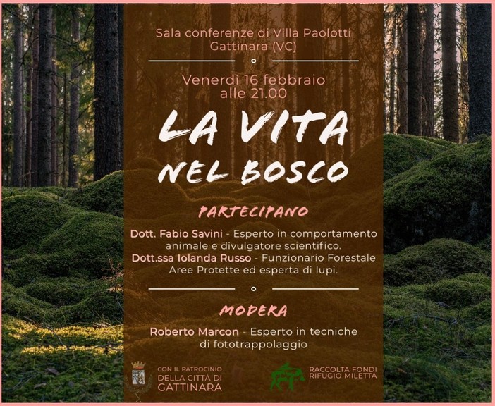 A Gattinara una serata dedicata alla “VITA NEL BOSCO”