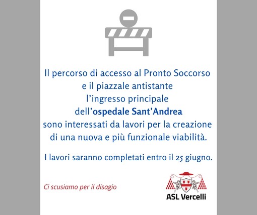 Ospedale Sant’Andrea, lavori sulla viabilità di accesso al Pronto Soccorso Ospedale Sant’Andrea, lavori sulla viabilità di accesso al Pronto Soccorso