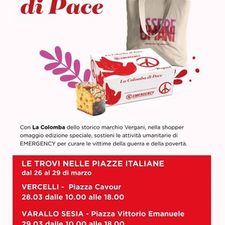 A Varallo arriva “La Colomba di Pace” di Emergency: in piazza una raccolta fondi per le vittime di guerra e povertà