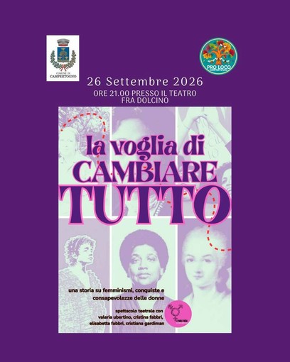 Campertogno, il 26 settembre a teatro “La voglia di cambiare tutto” Campertogno, il 26 settembre a teatro “La voglia di cambiare tutto”