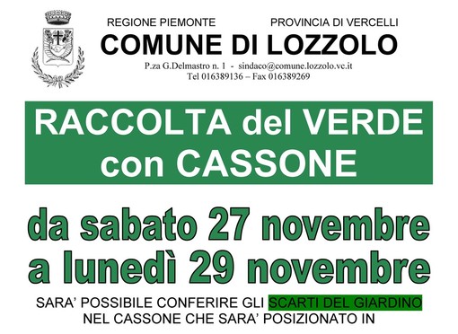 Lozzolo, ritorna il cassone verde e modifiche al servizio navetta