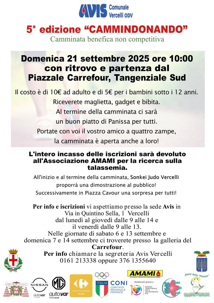 CamminDonando 5ª Edizione: un passo per la vita CamminDonando 5ª Edizione: un passo per la vita