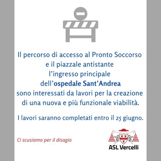 Ospedale Sant’Andrea, lavori sulla viabilità di accesso al Pronto Soccorso