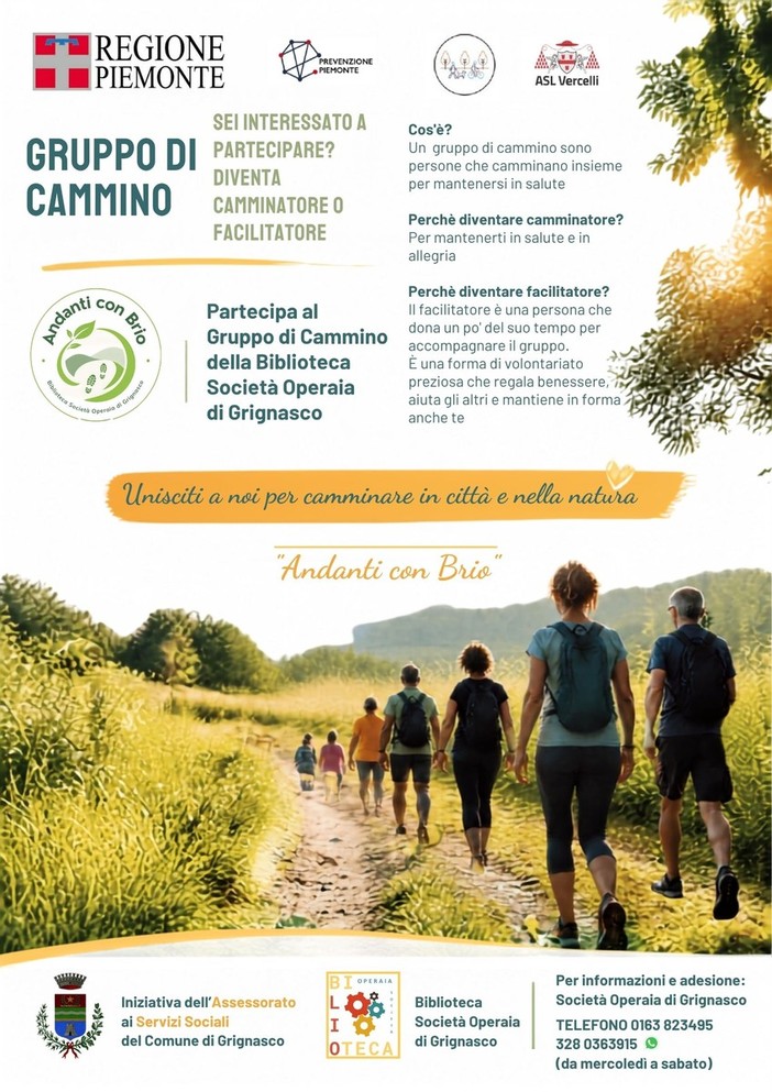 Grignasco, nasce “Andanti con brio”: camminare insieme per stare bene Grignasco, nasce “Andanti con brio”: camminare insieme per stare bene