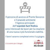 Ospedale Sant’Andrea, lavori sulla viabilità di accesso al Pronto Soccorso Ospedale Sant’Andrea, lavori sulla viabilità di accesso al Pronto Soccorso