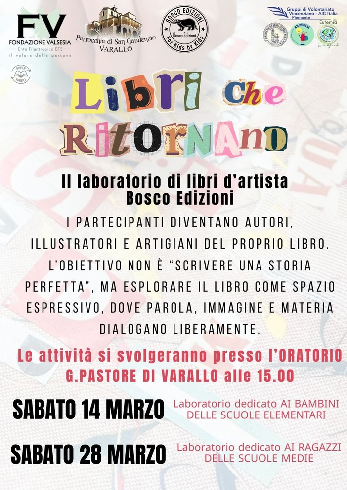 A Varallo torna “Libri che ritornano”, laboratorio di libri d’artista per i ragazzi delle scuole medie