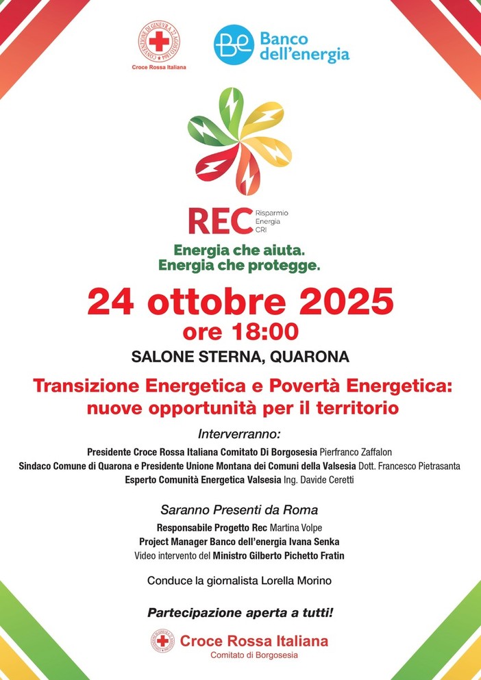 Quarona, focus su energia e sostenibilità con la Croce Rossa: al Salone Sterna si parla di transizione e povertà energetica Quarona, focus su energia e sostenibilità con la Croce Rossa: al Salone Sterna si parla di transizione e povertà energetica