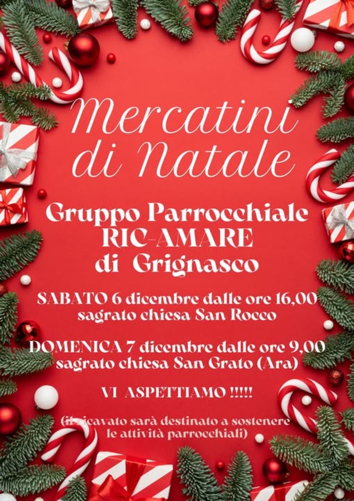 Grignasco, il Gruppo Parrocchiale “Ric-Amare” organizza i Mercatini di Natale: due giornate tra solidarietà e tradizione