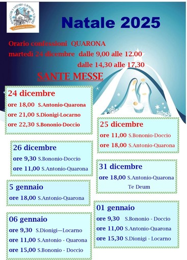 Quarona, il calendario delle celebrazioni natalizie e di inizio anno nelle parrocchie