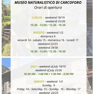 Carcoforo, riapre il Museo Naturalistico: ecco gli orari dell’estate Carcoforo, riapre il Museo Naturalistico: ecco gli orari dell’estate