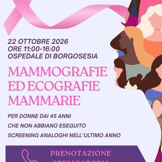 Ottobre Rosa, il 22 ottobre a Borgosesia mammografie ed ecografie mammarie