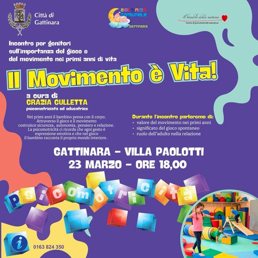 A Gattinara un incontro per genitori su gioco, movimento e psicomotricità nei primi anni di vita