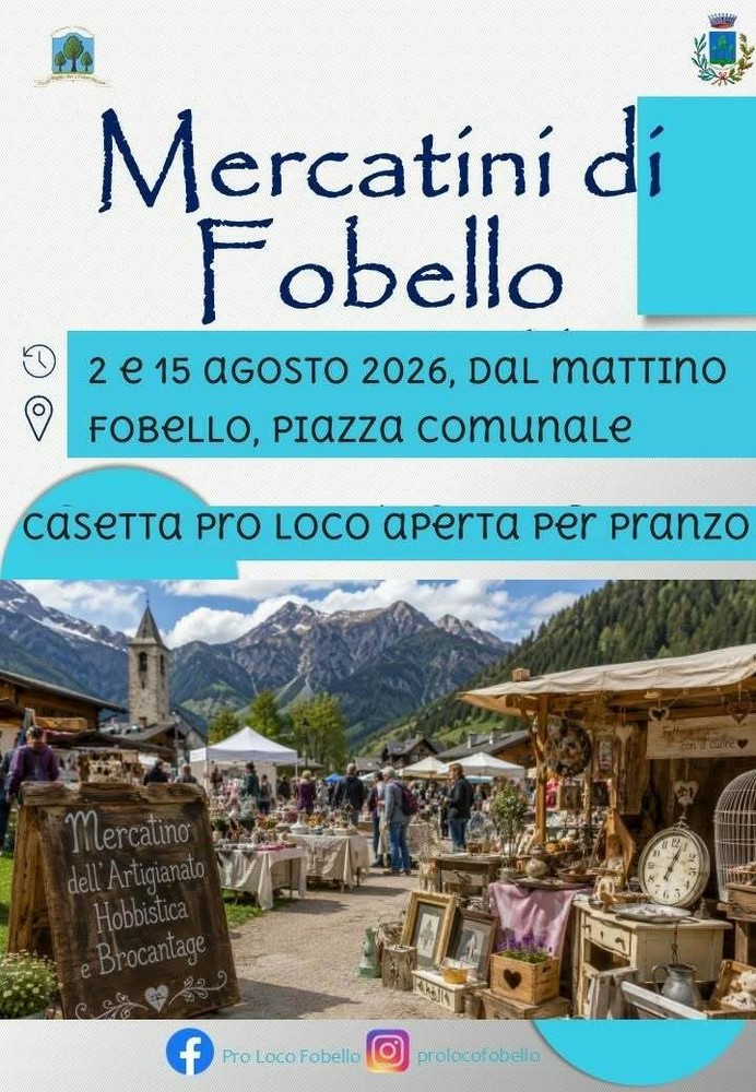 Fobello, tornano i mercatini in piazza comunale il 2 e 15 agosto