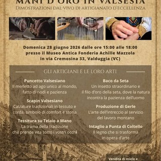 Valduggia, “Mani d’oro in Valsesia” porta l’artigianato d’eccellenza al Museo Mazzola
