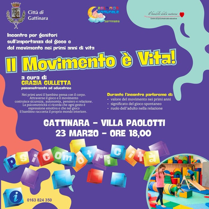 A Gattinara un incontro per genitori su gioco, movimento e psicomotricità nei primi anni di vita