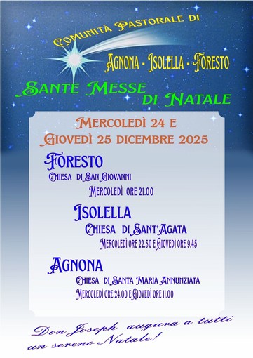 Le Sante Messe di Natale nelle comunità di Agnona, Isolella e Foresto