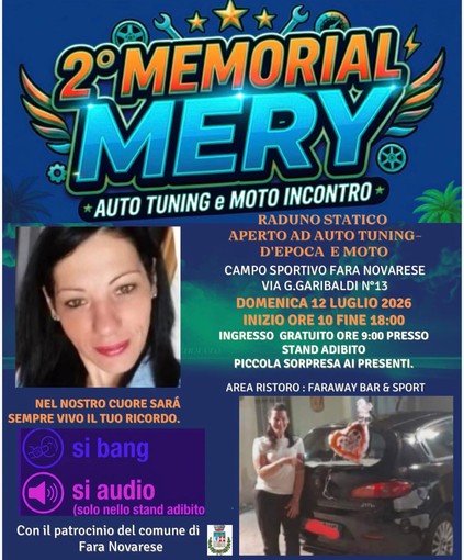 A Fara Novarese il secondo Memorial Mery tra auto tuning, moto e ricordo A Fara Novarese il secondo Memorial Mery tra auto tuning, moto e ricordo