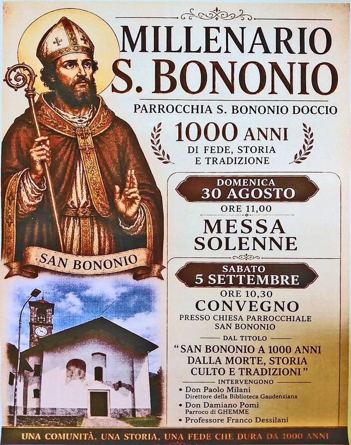 Doccio celebra mille anni di San Bononio tra fede, storia e tradizione Doccio celebra mille anni di San Bononio tra fede, storia e tradizione