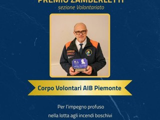 Il Corpo AIB Piemonte il Premio “Giuseppe Zamberletti”, Cirio: "Motivo di grande orgoglio"