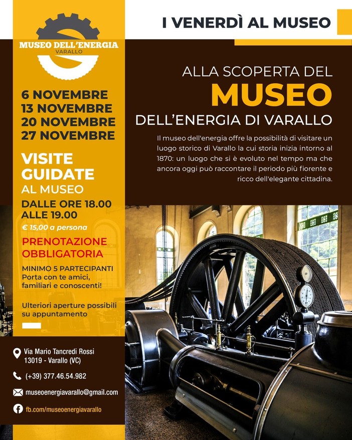Varallo: A Novembre visite guidate al Museo dell'Energia