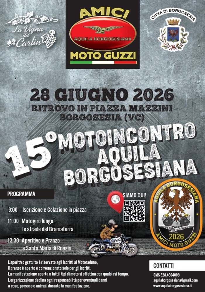 Borgosesia, il 15° Motoincontro Aquila Borgosesiana attraversa le strade del Bramaterra Borgosesia, il 15° Motoincontro Aquila Borgosesiana attraversa le strade del Bramaterra