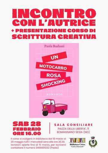 A Romagnano Sesia un incontro con Paola Budassi e la presentazione del corso di scrittura creativa