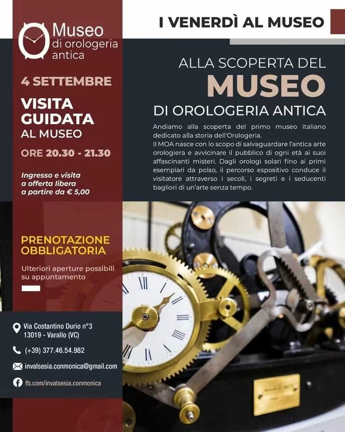 A Varallo un venerdì sera tra ingranaggi e storia al Museo di Orologeria Antica