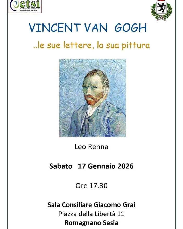 A Romagnano Sesia un incontro su Van Gogh tra lettere e pittura con Leo Renna A Romagnano Sesia un incontro su Van Gogh tra lettere e pittura con Leo Renna