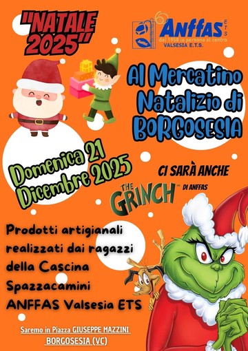 Natale solidale in piazza a Borgosesia con il Mercatino di ANFFAS Valsesia