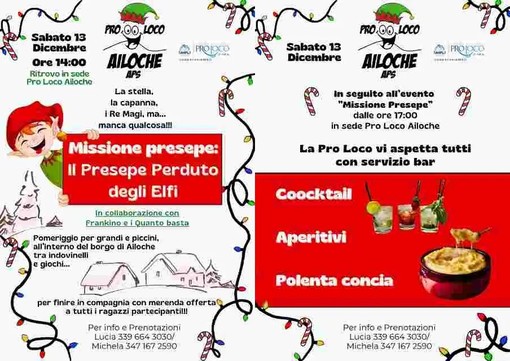 Ailoche si prepara a una magica “Missione Presepe”: il 13 dicembre un pomeriggio di giochi, misteri e gusto per tutta la famiglia Ailoche si prepara a una magica “Missione Presepe”: il 13 dicembre un pomeriggio di giochi, misteri e gusto per tutta la famiglia