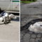 Valle Mosso, centra una grande buca e cade in moto