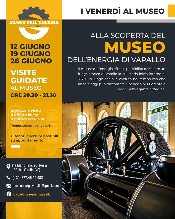 Doppio appuntamento con “I Venerdì al Museo” al Museo dell’Energia di Varallo Doppio appuntamento con “I Venerdì al Museo” al Museo dell’Energia di Varallo