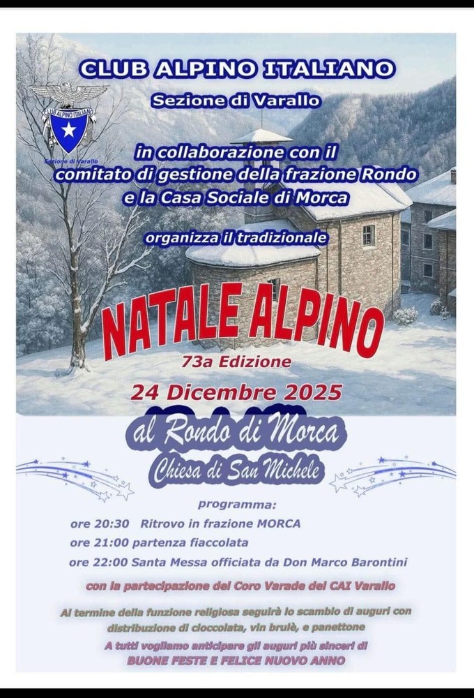 Varallo si prepara alla 73ª edizione del Natale Alpino: fiaccolata, Santa Messa e tradizioni al Rondo di Morca