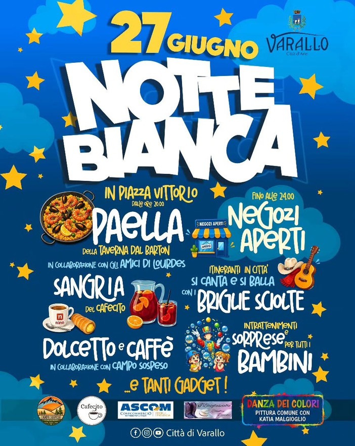 Notte Bianca a Varallo, sabato 27 giugno una serata sotto le stelle
